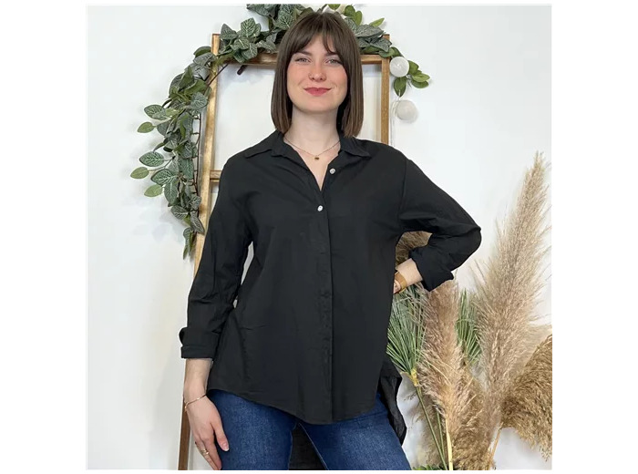K503- Chemise fluide coton (Tu) 🇮🇹 (noir)