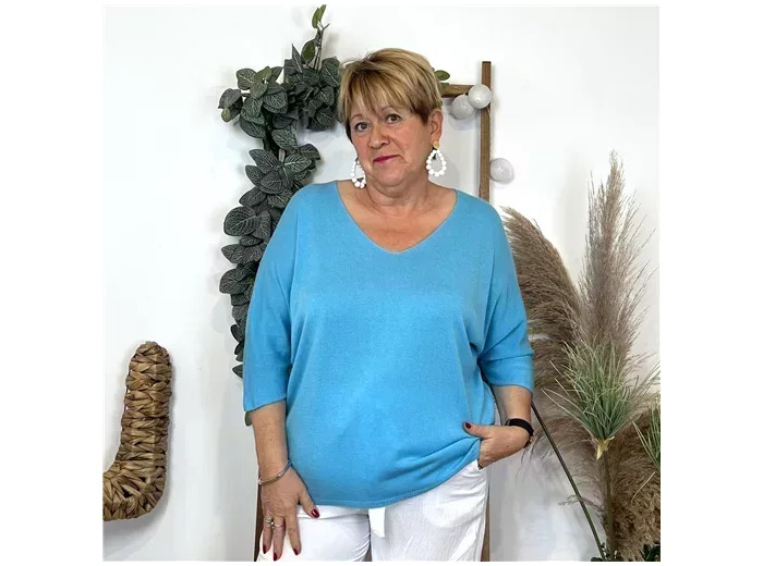 K363- Pull léger Emporium (Gt) (bleu turquoise)