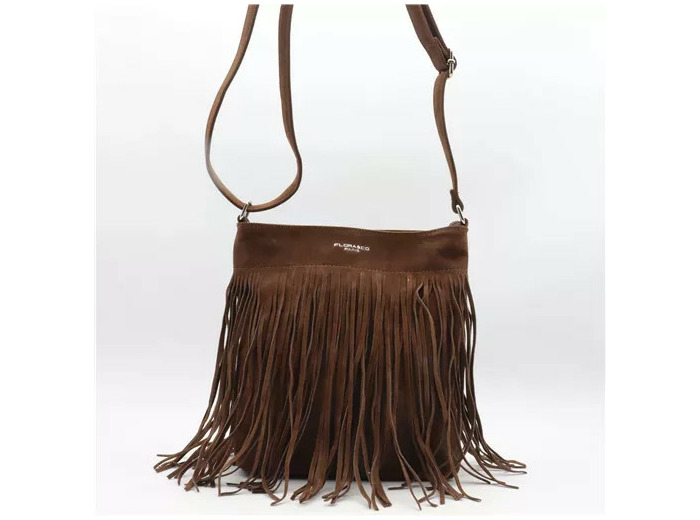 P395- Sac à franges aspect Daim Flora & Co (marron)