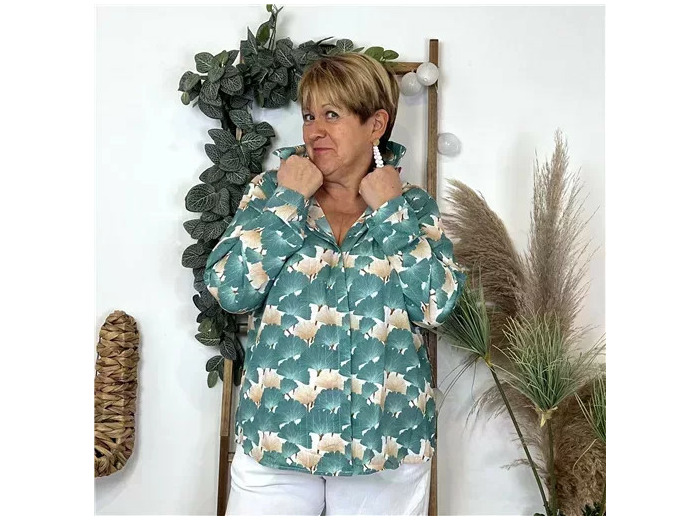 L576- Chemisier Maëlle Gingko (T40-T48) (vert céladon)