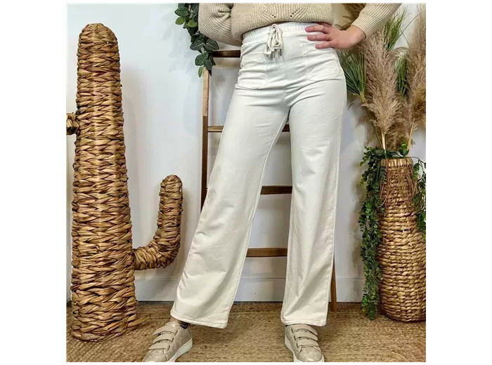 L758- Jogg Flare 2 poches plaquées (T36-T42) (beige)