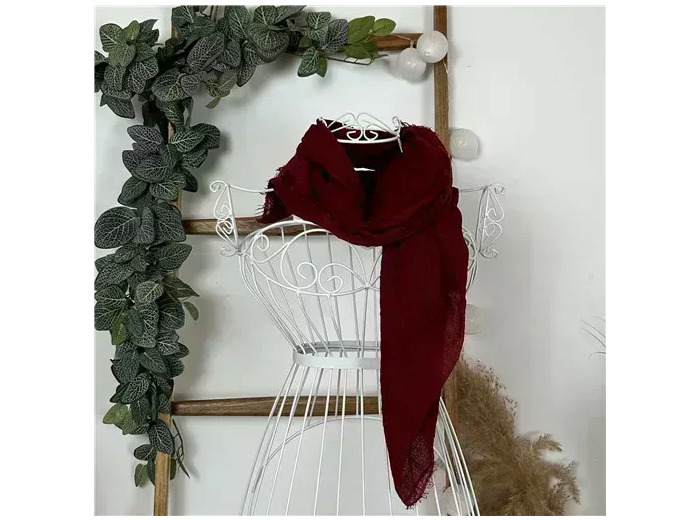 Y510– Foulard uni froissé (bordeaux)