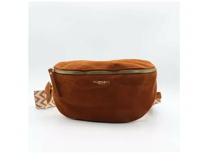 P392- Banane aspect Daim Flora & Co, sangle fantaisie (camel)