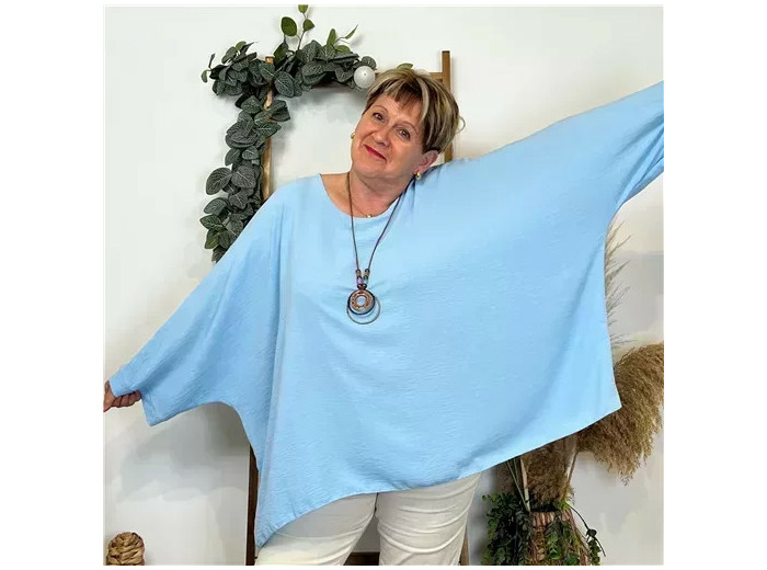 Z328- Tunique unie Collier Curvy (bleu ciel)