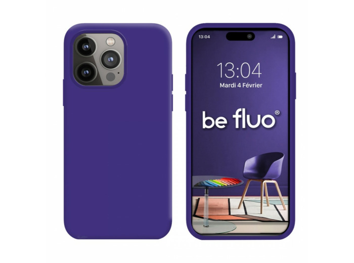 Coque Silicone Moxie BeFluo Fine et Légère pour iPhone 14 Pro, Intérieur Microfibre - Violet
