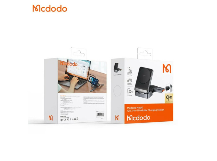 MCDODO Station de Charge sans Fil CH-5190 Qi2 Pliable 3 en 1 Noir