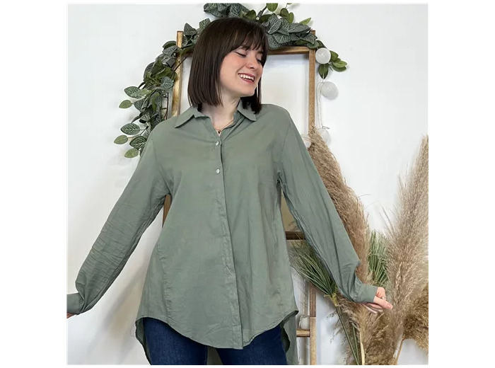 K503- Chemise fluide coton (Tu) 🇮🇹 (kaki)