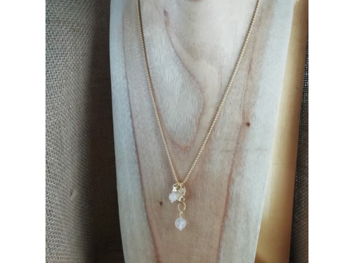 Collier Plaqué Or Quartz rose