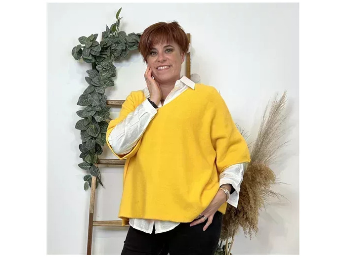 K545- Pull loose Crop-Top (Tu) (jaune)