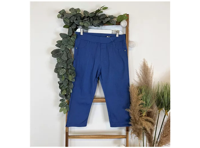 T618- Tregging Court taille haute (T1-T6) (bleu jeans)