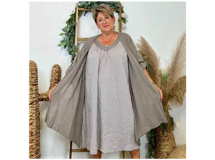 Z145- Veste Coton Lin (Gt) 🇮🇹 (taupe)