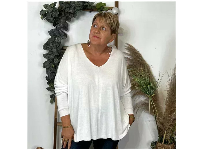 Z548. Pull leger Loose uni (Gt) (blanc)