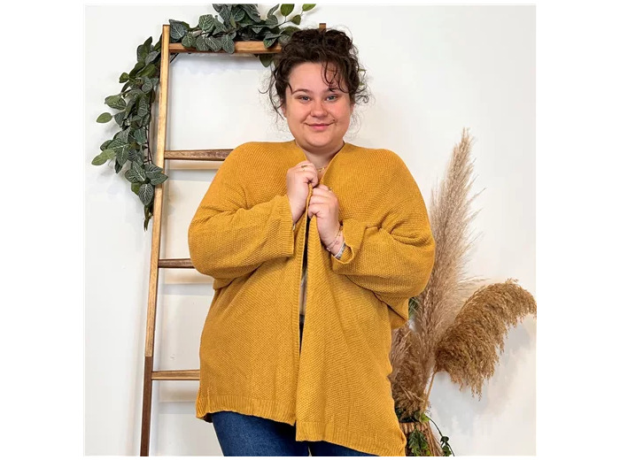 K857- Gilet Maille Nid d abeille (Gt) (moutarde)