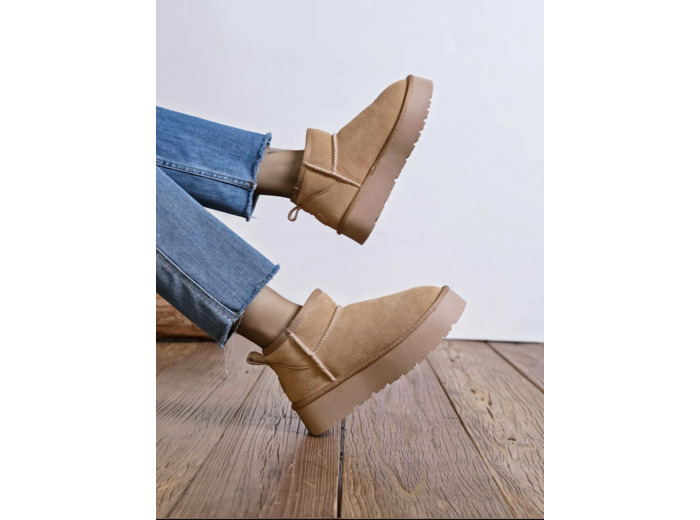 Boots fourées en cuir Beige - Romy