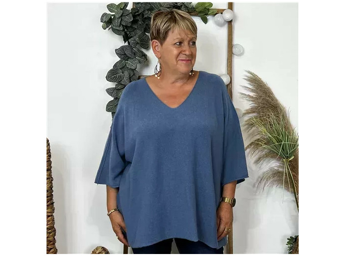 Z125- Pull loose Crop-Top (Gt) 🇮🇹 (bleu indigo)