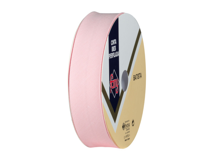 Biais polyester et coton - Rouleau de 25 mètres 18 mm de large Rose bébé