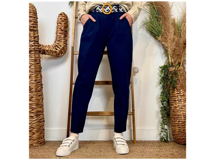 L750- Pantalon coupe fuseau (TU) 🇮🇹 (marine)