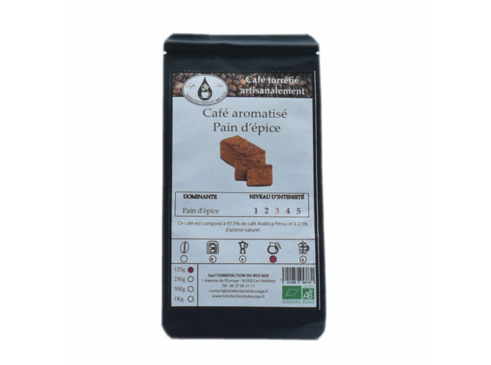 Café aromatisé pain d'épices bio torréfaction artisanale 125g