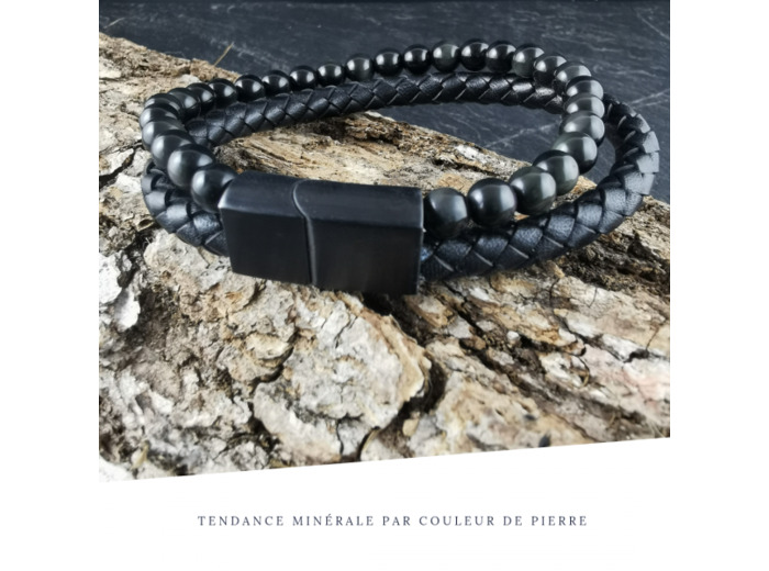 Bracelet Homme Cuir Double Oeil Céleste