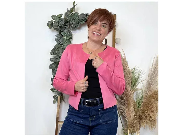 L205- Veste courte suédine (T38-T44) (fuchsia)
