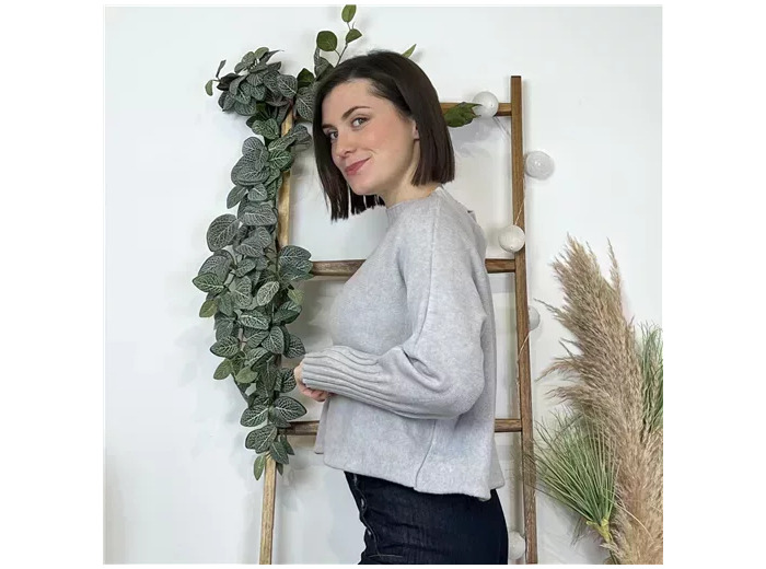 K613- Pull Court Maille (Tu) (gris)