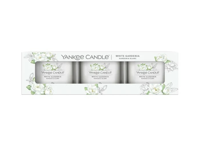 LOT DE 3 VOTIVES EN VERRE - GARDENIA BLANC