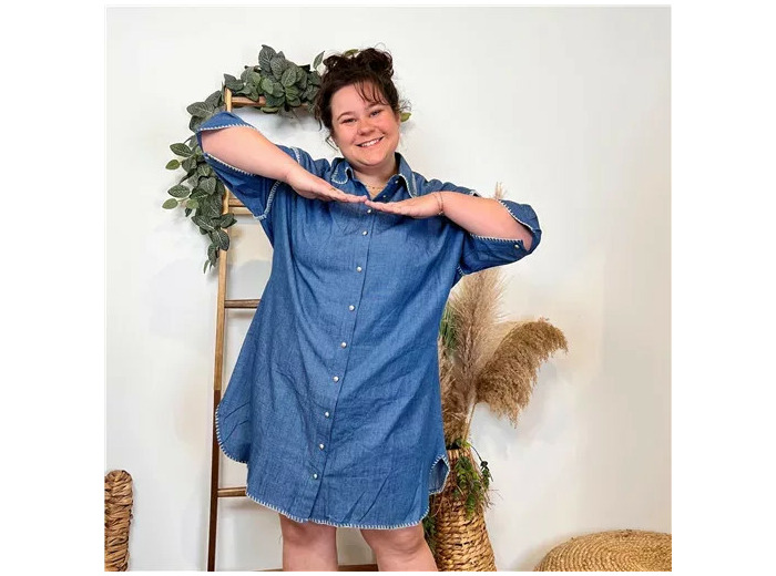 K330- Robe jean «By One» (T40-T48) (denim)