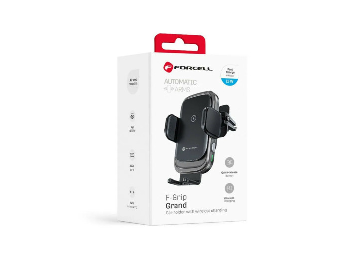FORCELL F-GRIP Support de téléphone ajustable avec charge à induction pour grille de ventilation voiture