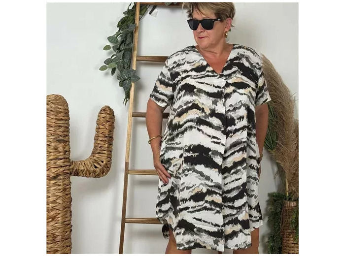 Z326- Robe Christy "Marbré" (T44-T52) (noir)