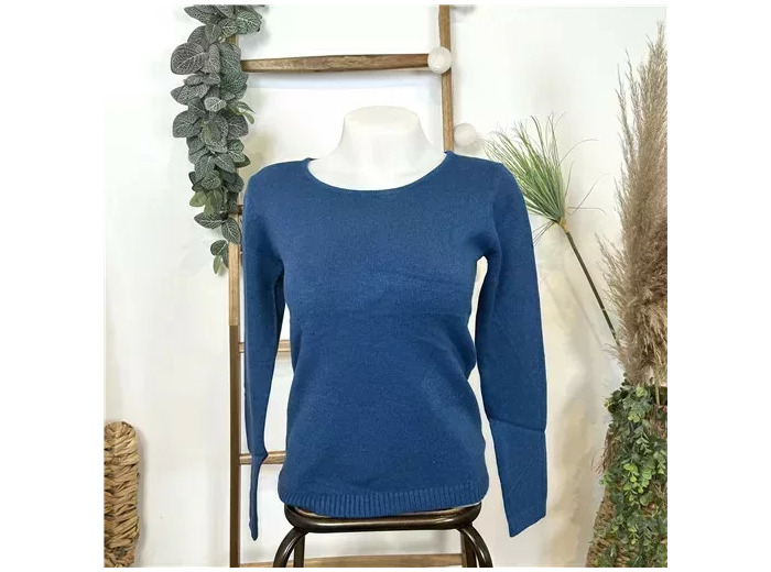 Y251- Pull Laine Cachemire "Tricotonic" (les T36&40) (bleu pétrole)