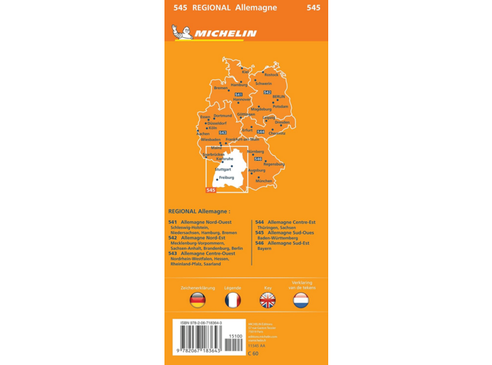CARTE REGIONALE ALLEMAGNE SUD-OUEST