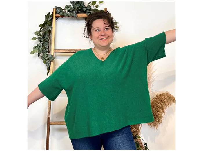 K361- Pull loose Crop-Top (Gt) 🇮🇹 (vert sapin)