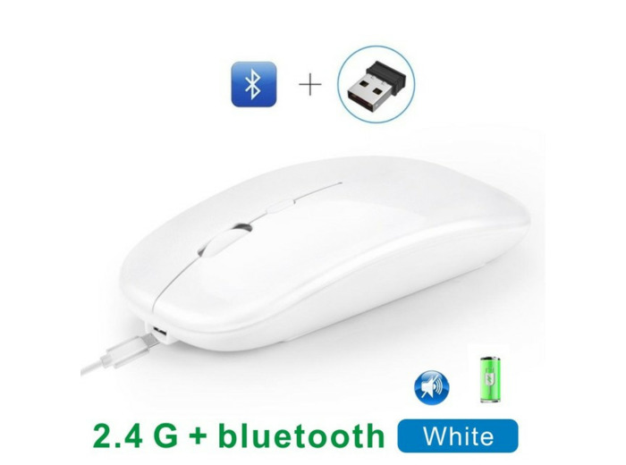 Souris clic silencieux - sans fil Bluetooth rechargeable Blanc