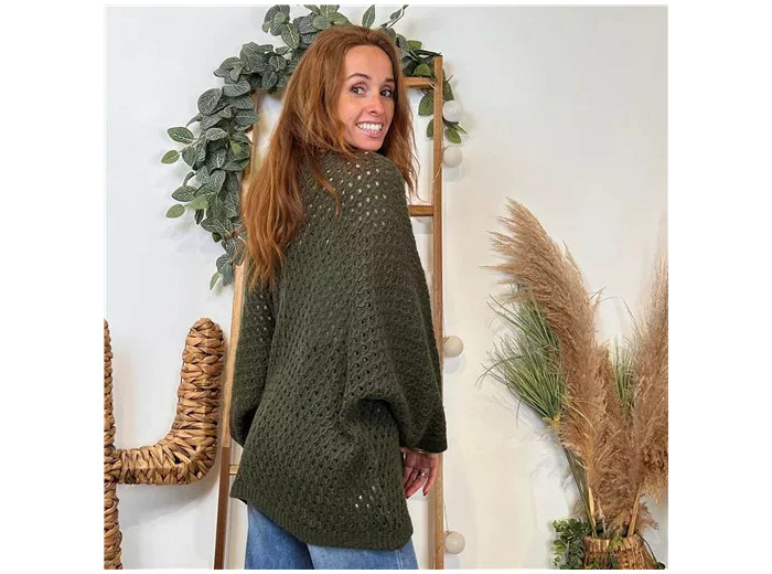 K106- Pull maille ajourée (Tu) 🇮🇹 (kaki)