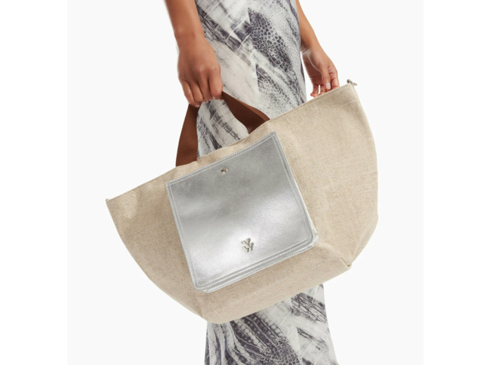 Cabas beige à pochette argent - Iris  Vanessa Wu