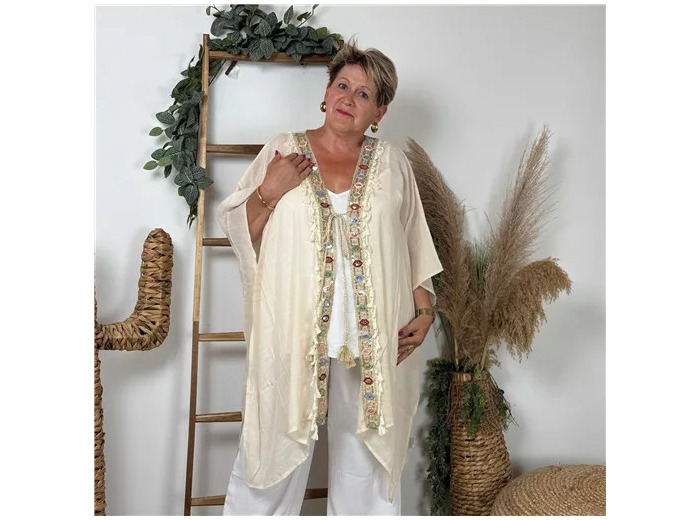 Z304- Veste de plage Bohême (beige)