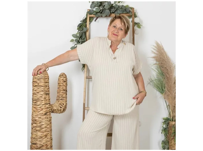 K154- Ensemble Pantalon-Tunique (TU) 🇮🇹 (beige)