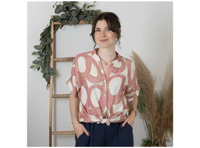 K175- Chemise à Seventies (Tu) 🇮🇹 (rose poudré)