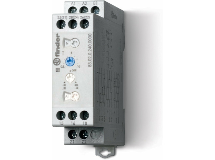 Finder 83.02.0.240.0000 PAS Relais temporisé MultiFonction 2RT 12A 24-240V AC-DC