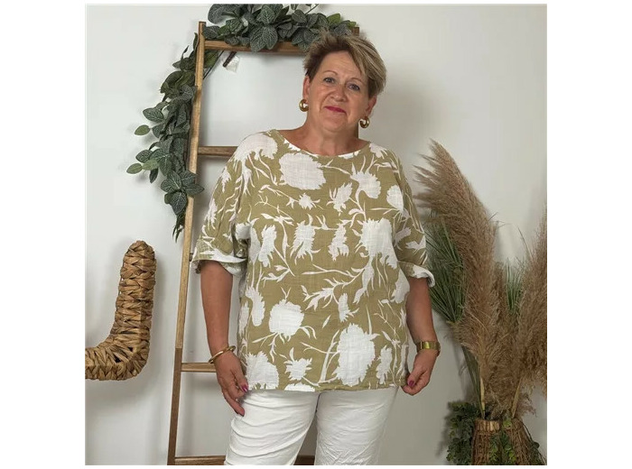 K225- Tunique Fleurie (Tu) (camel)