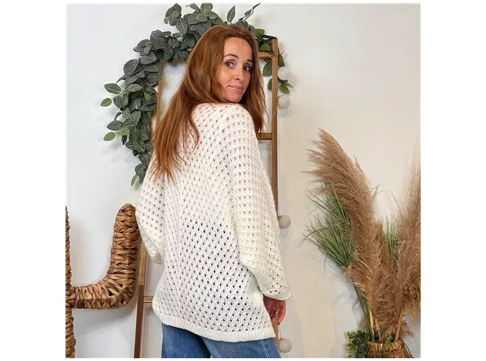 K106- Pull maille ajourée (Tu) 🇮🇹 (ecru)