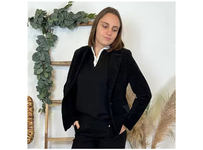 K887- Blazer velour “Italie” (T38-T44) (noir)