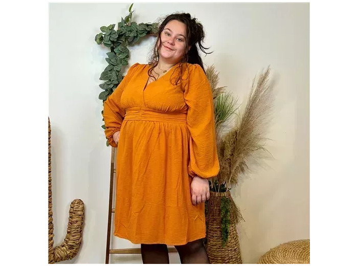 K795- Robe Maëlle unie (T40-T48) (moutarde)