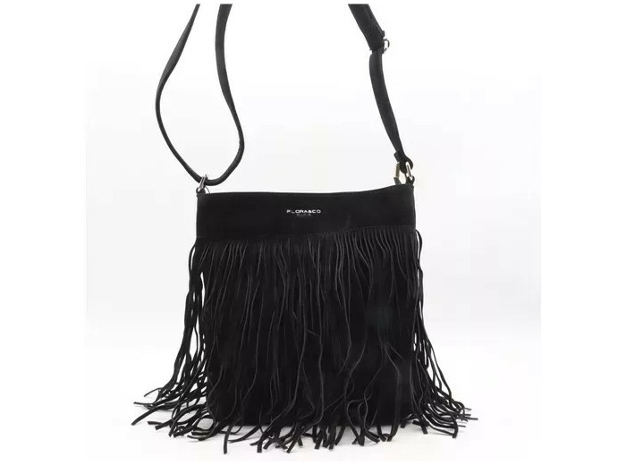 P395- Sac à franges aspect Daim Flora & Co (noir)