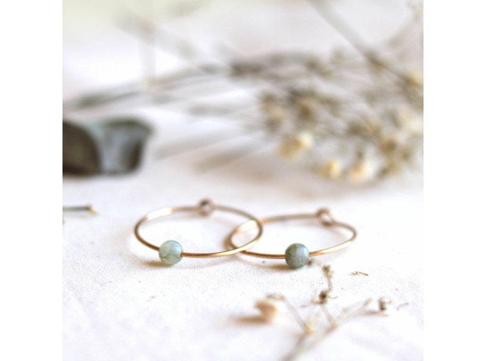 Boucles d'oreilles Ellis - Or 24 carats et Labradorite - Lac