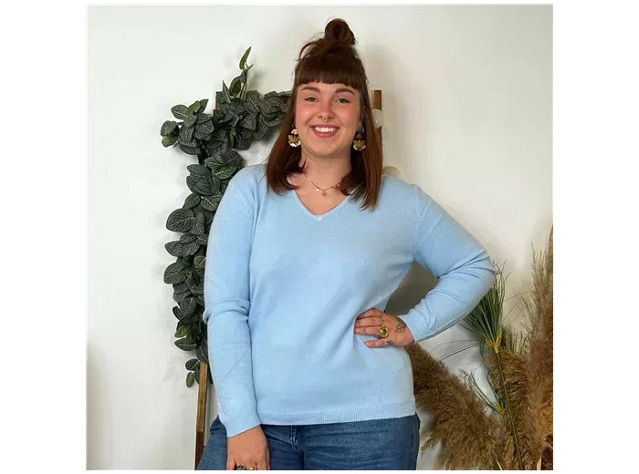 Y250- Pull Laine Cachemire "Tricotonic" (les T44&48) (bleu ciel)