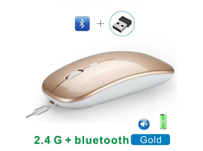 Souris clic silencieux - sans fil Bluetooth rechargeable Or