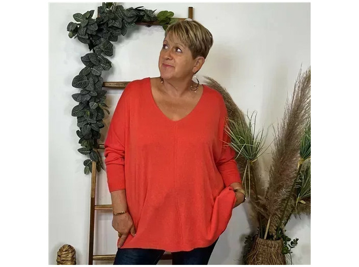 Z548. Pull leger Loose uni (Gt) (rouge)