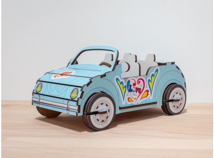 Voiture Décapotable en Bois - Bleue