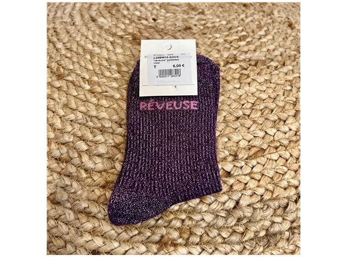 V311- Chaussettes paillettes « Rêveuse » (violet)